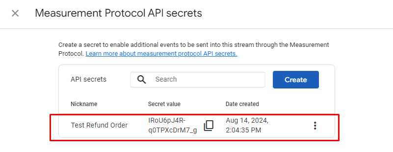 Generate Newly Created Measurement Secret API in Google analytics 4