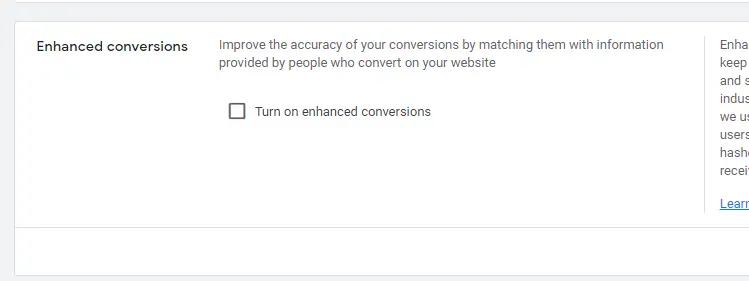 Enable Enhanced Conversion in Google Ads