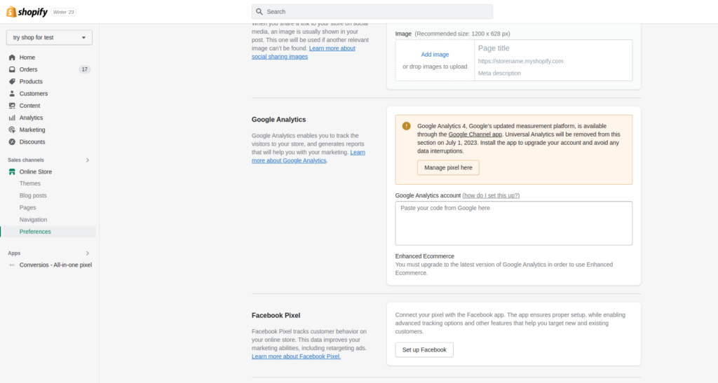 Setup Google Analytics in Shopify Store