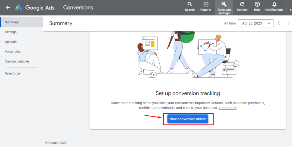 Creating New Conversion Action in Google Ads