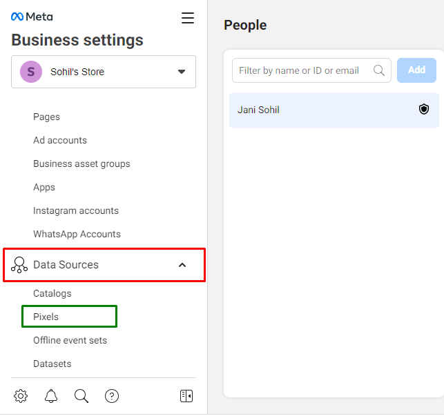 Finding the Meta Pixel in Facebook Business Manager