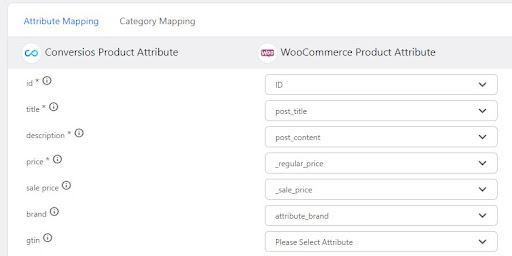 Conversios Attributes And WooCommerce Attributes
