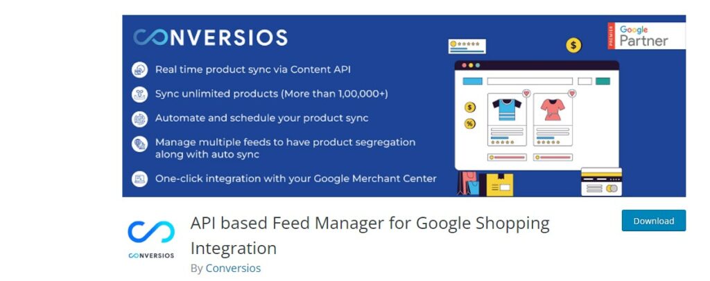 Conversios API-based Feed Manager For Google Shopping Integration