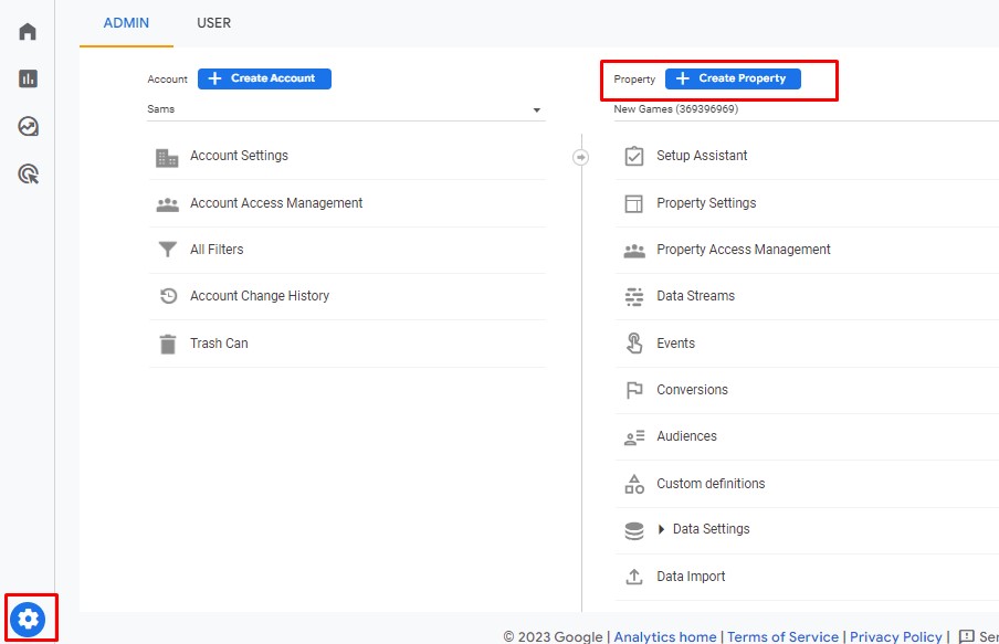 How to create a property in Google Analytics 4