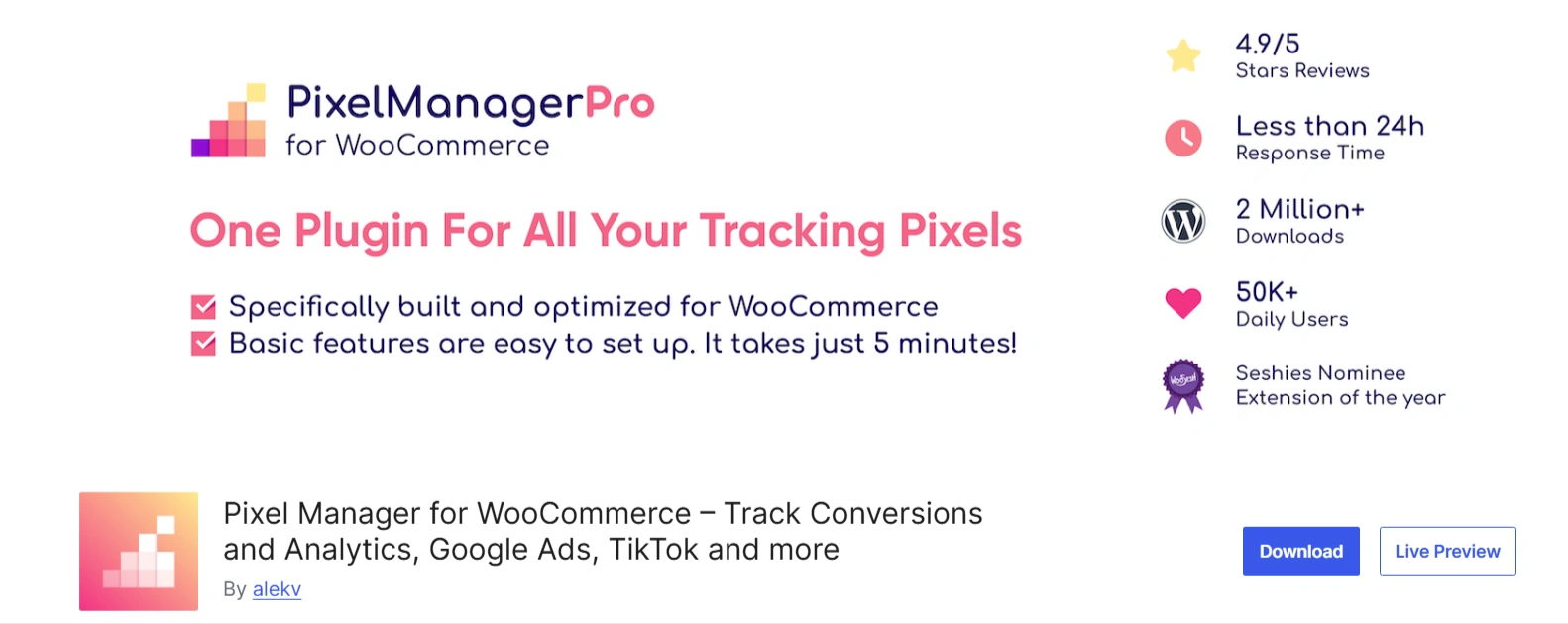 Pixel manager for woocomerce