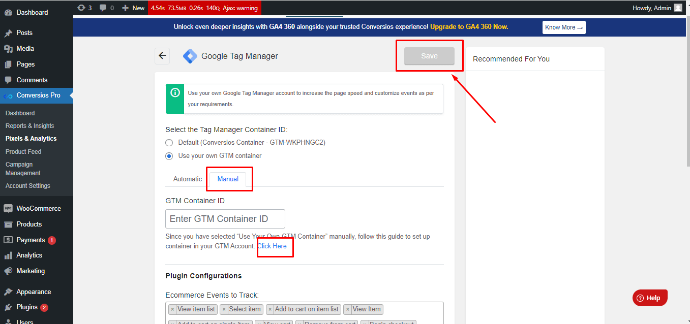 Adding GTM Container
