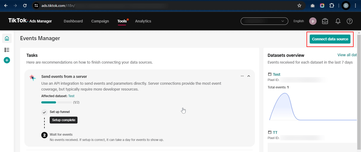 Connect Data Source from Event Manager