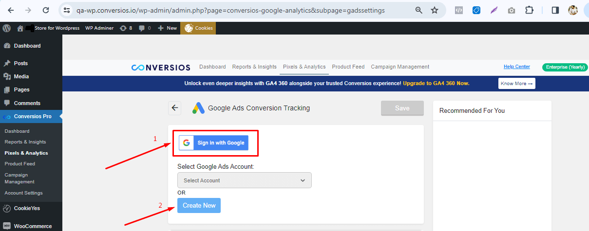 Create New Google Ads Account.
