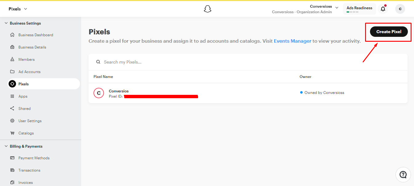 Create Snapchat pixel