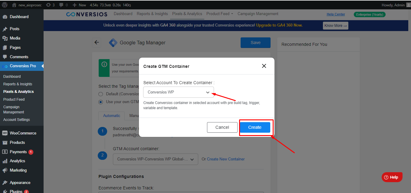 Create a New GTM Container