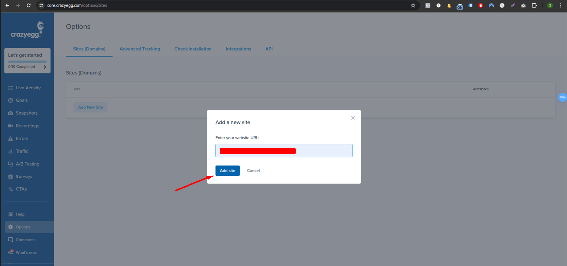 Enter Website URL