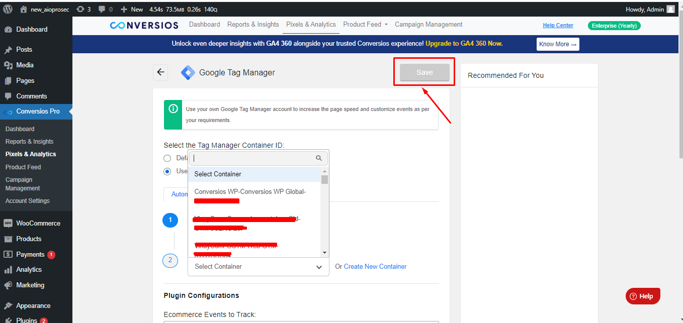 GTM Account Container ID
