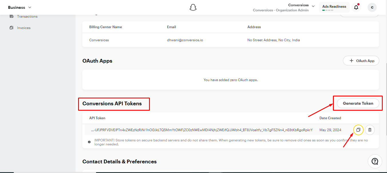  Generate API Token