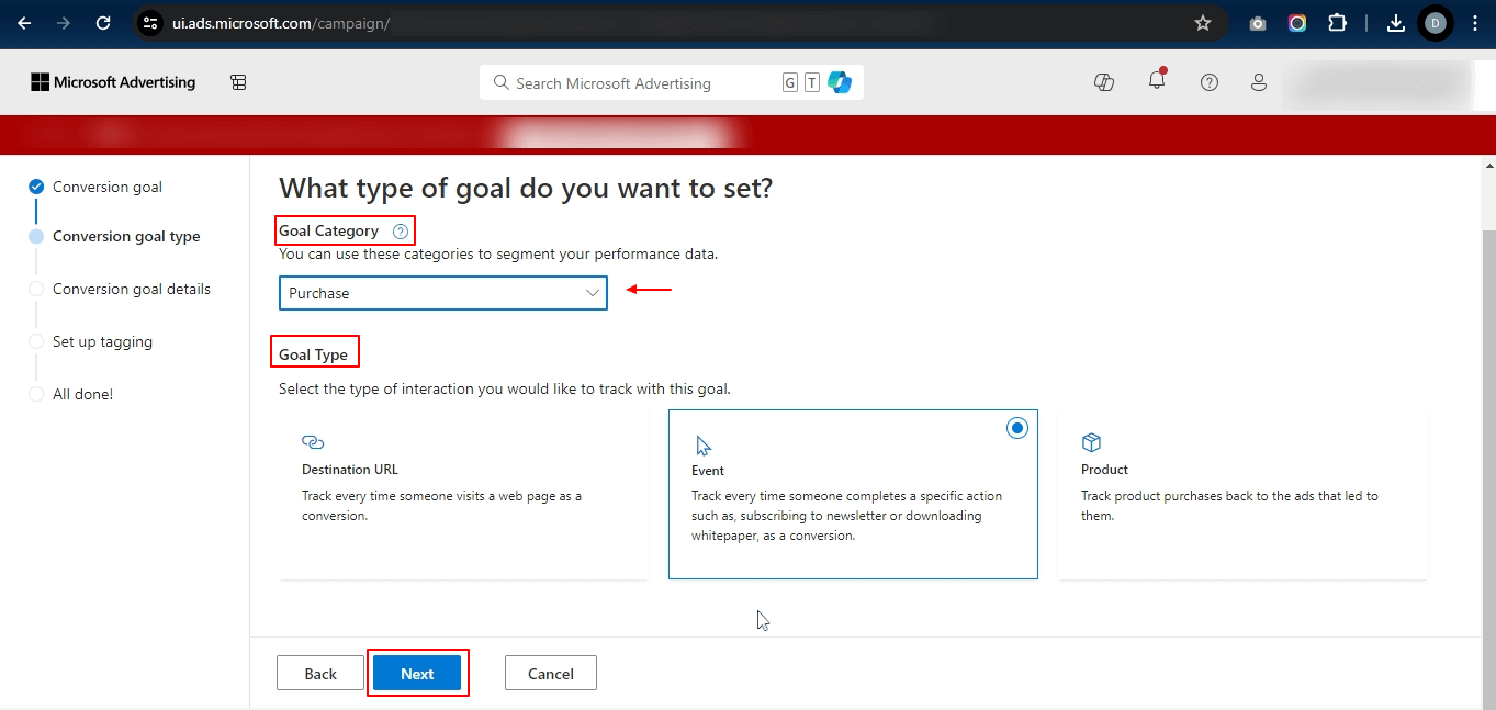  Select your Goal Category