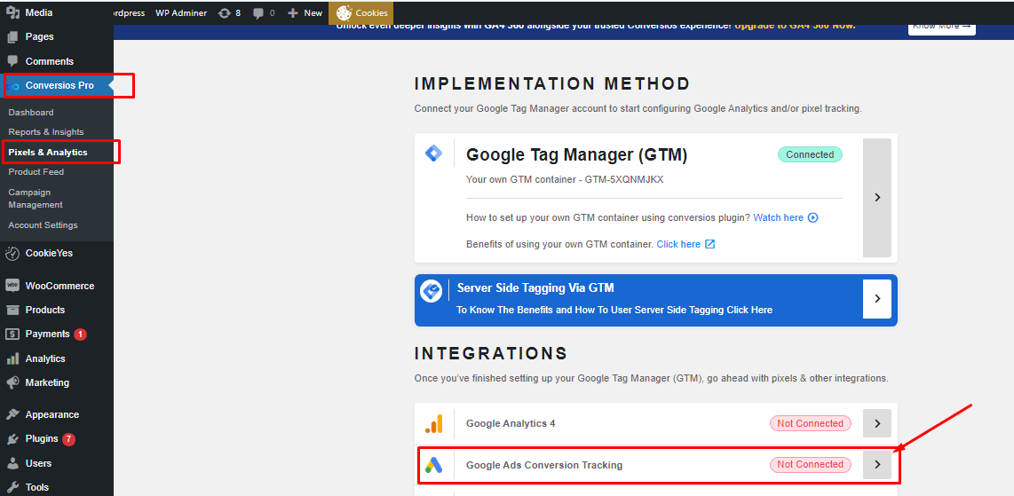 Google Ads Integration with conversios
