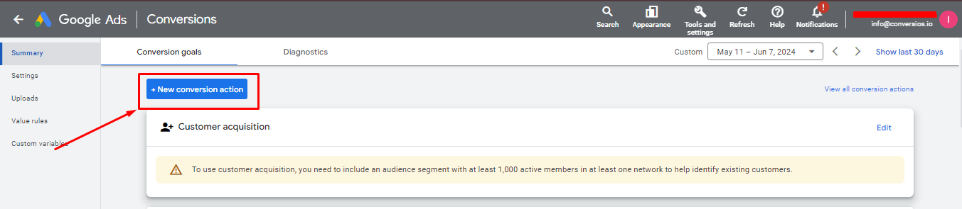 Create a New Conversion Action