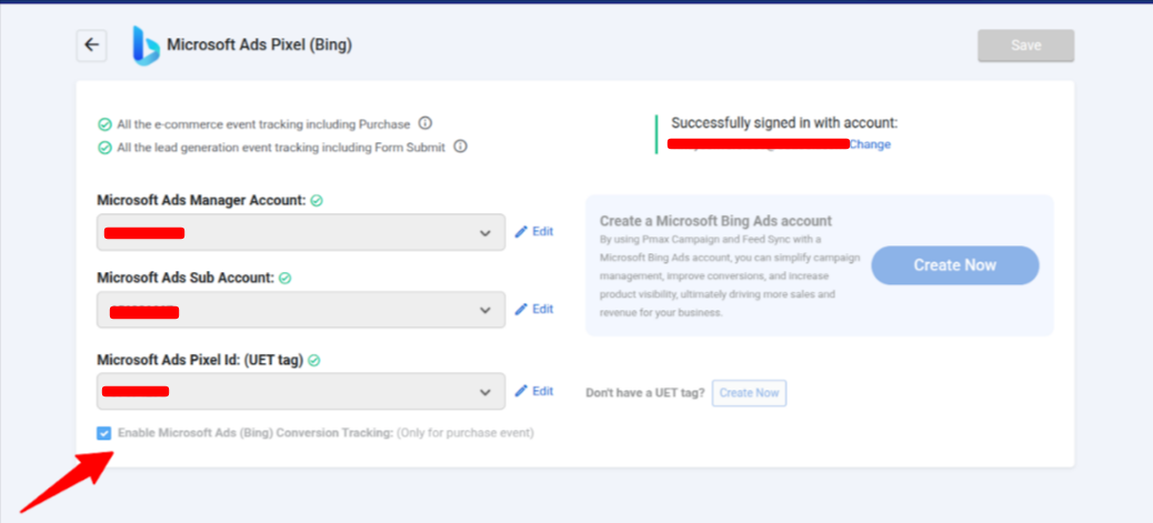 Setup you Bing conversion tracking with Conversios Plugin