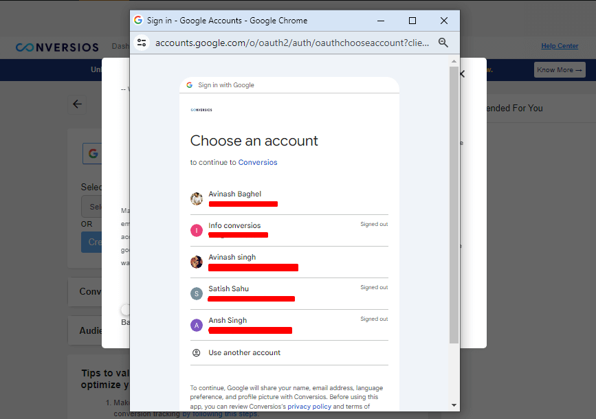 Choose An Account