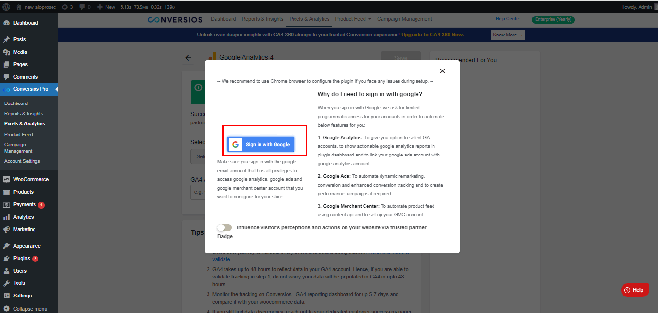 Signing in with Google 