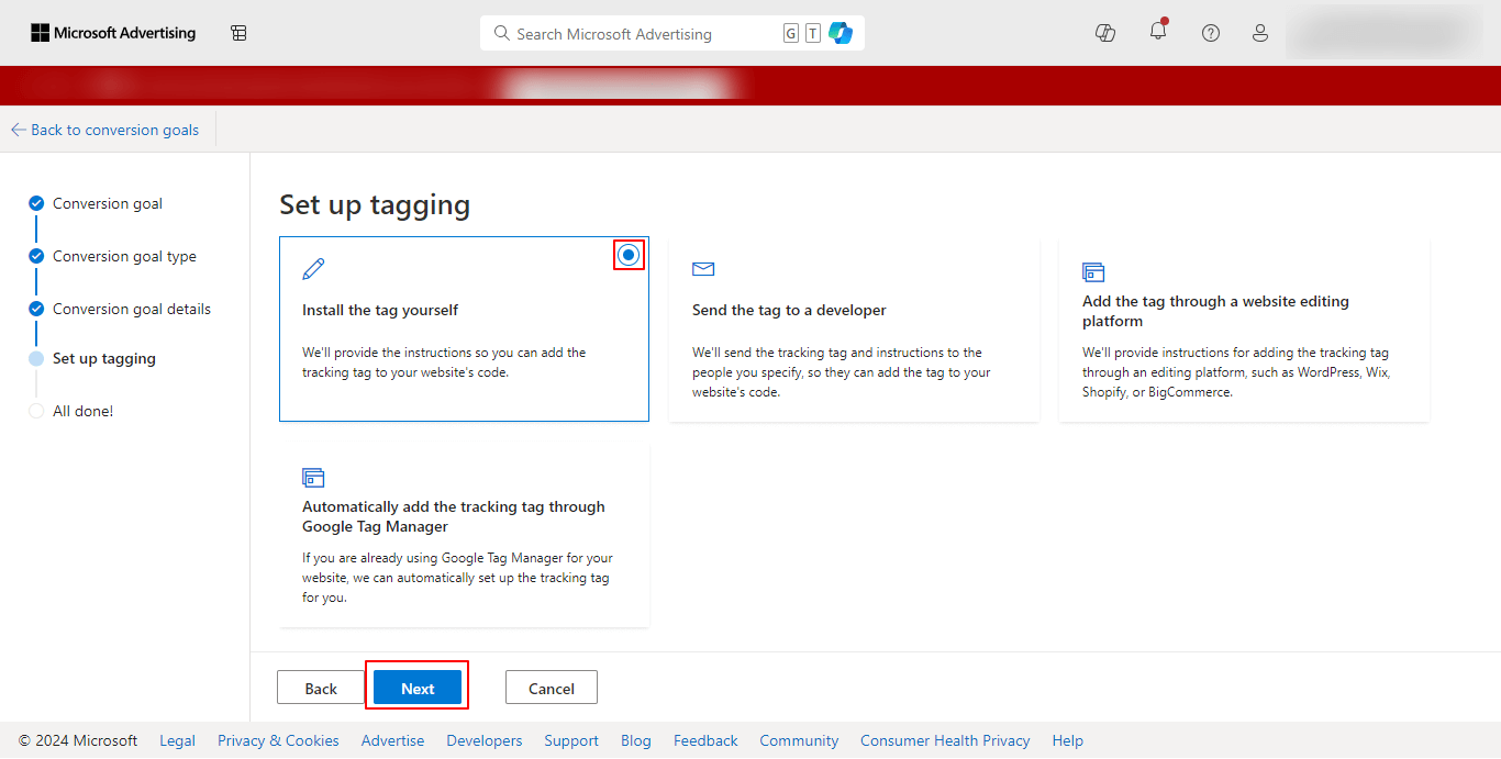 Select Option to Tag Setup 