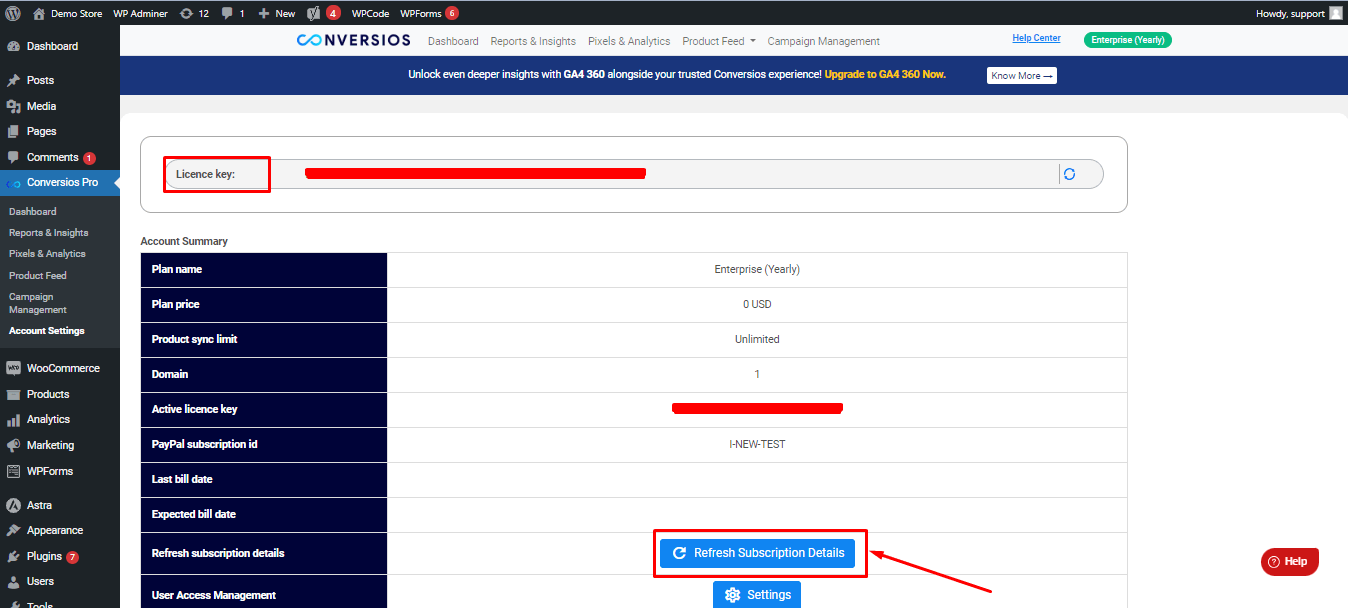 Updating Subscription Details