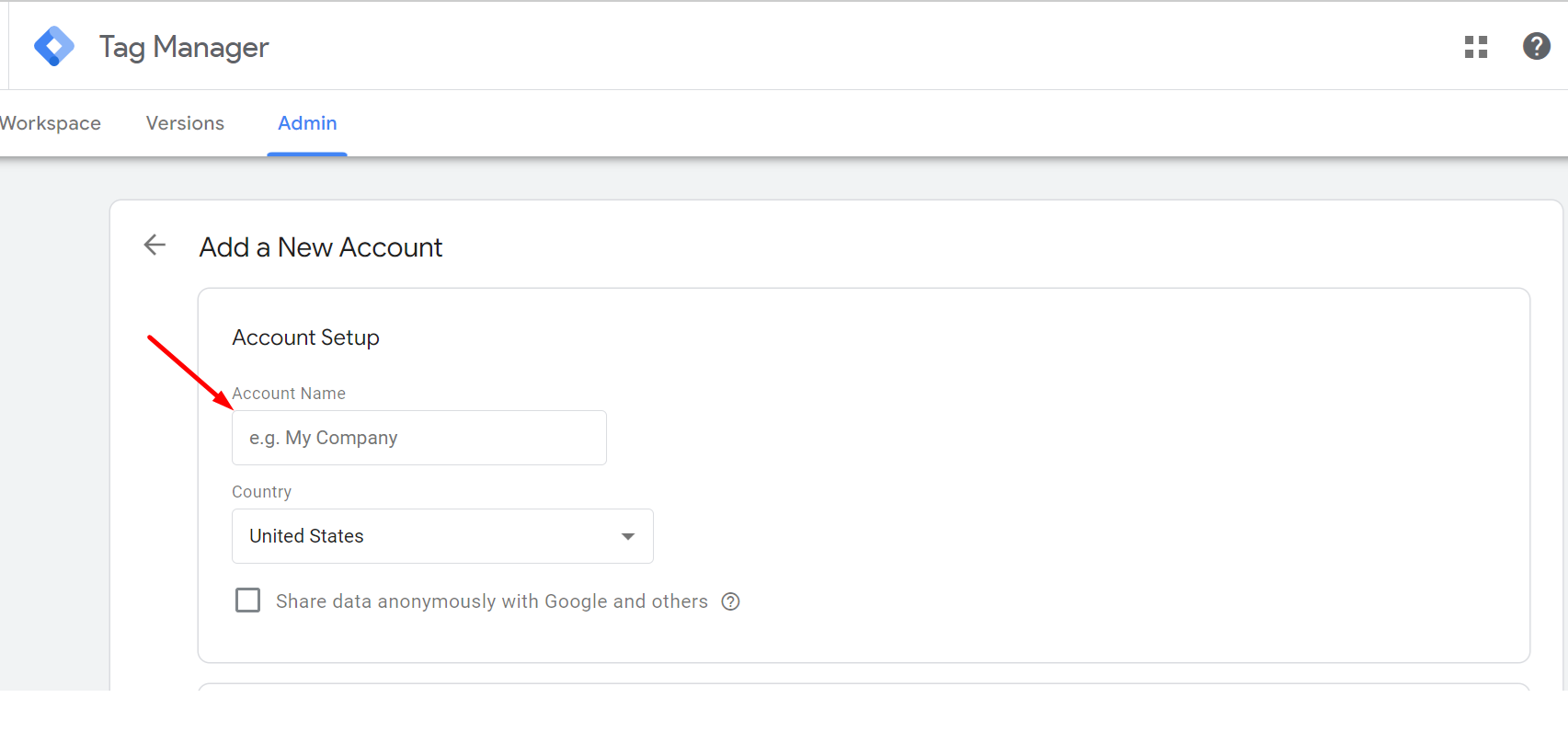 Account Setup in GTM
