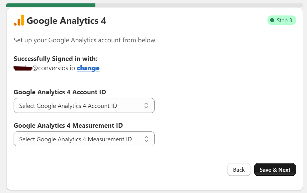 Choose google analytics 4 account with your Gmail ID