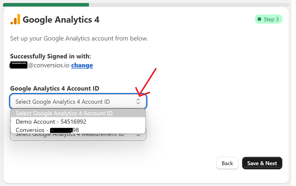 Click on Dropdown and change the account which one you want to connect