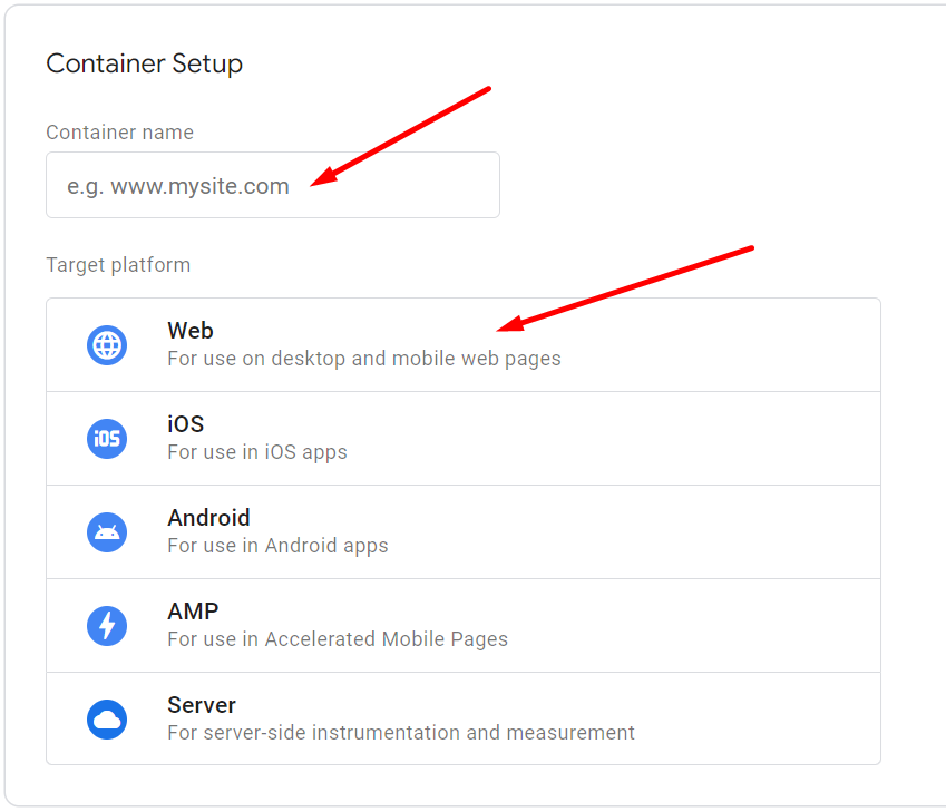 Container Setup in GTM