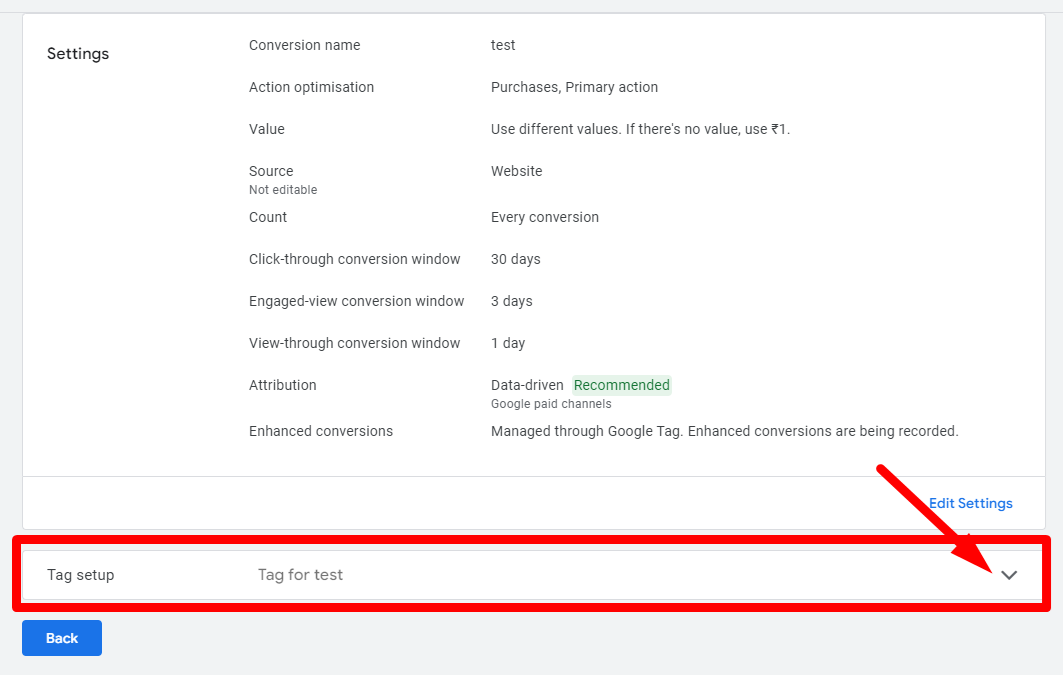 Go to Tag setup