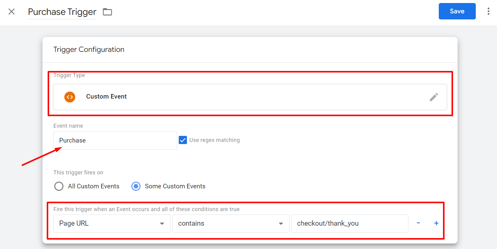 Set Purchase Trigger in GTM