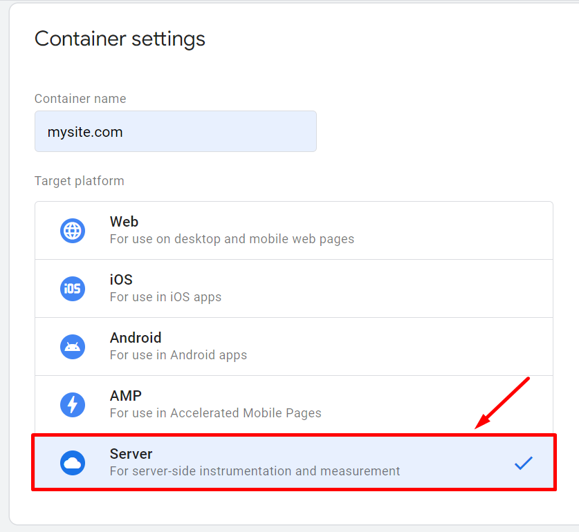 Add Your Server Container Name