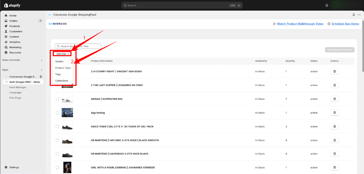 filters with feed