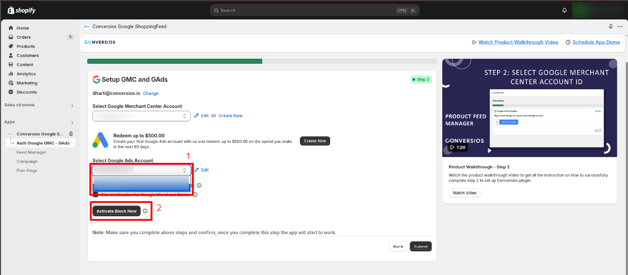 Set up google ads account