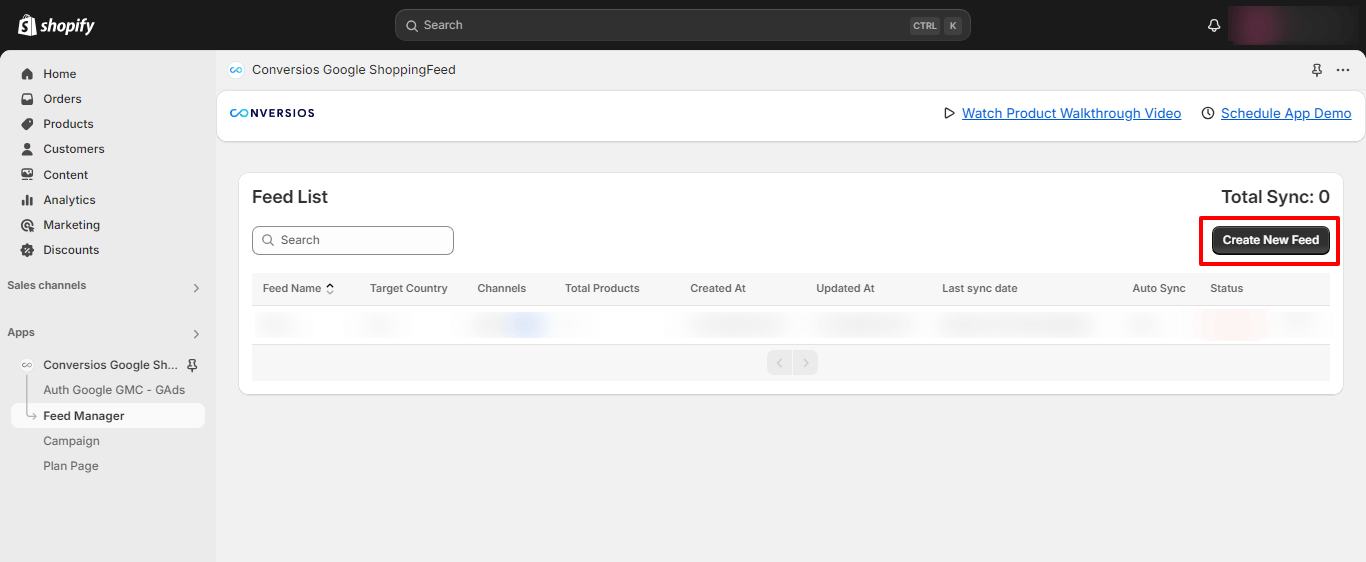 Create new feed