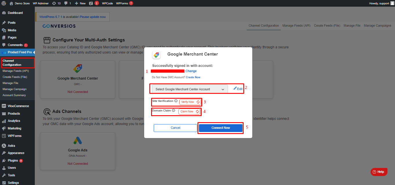 Configure Google Merchange Center 
