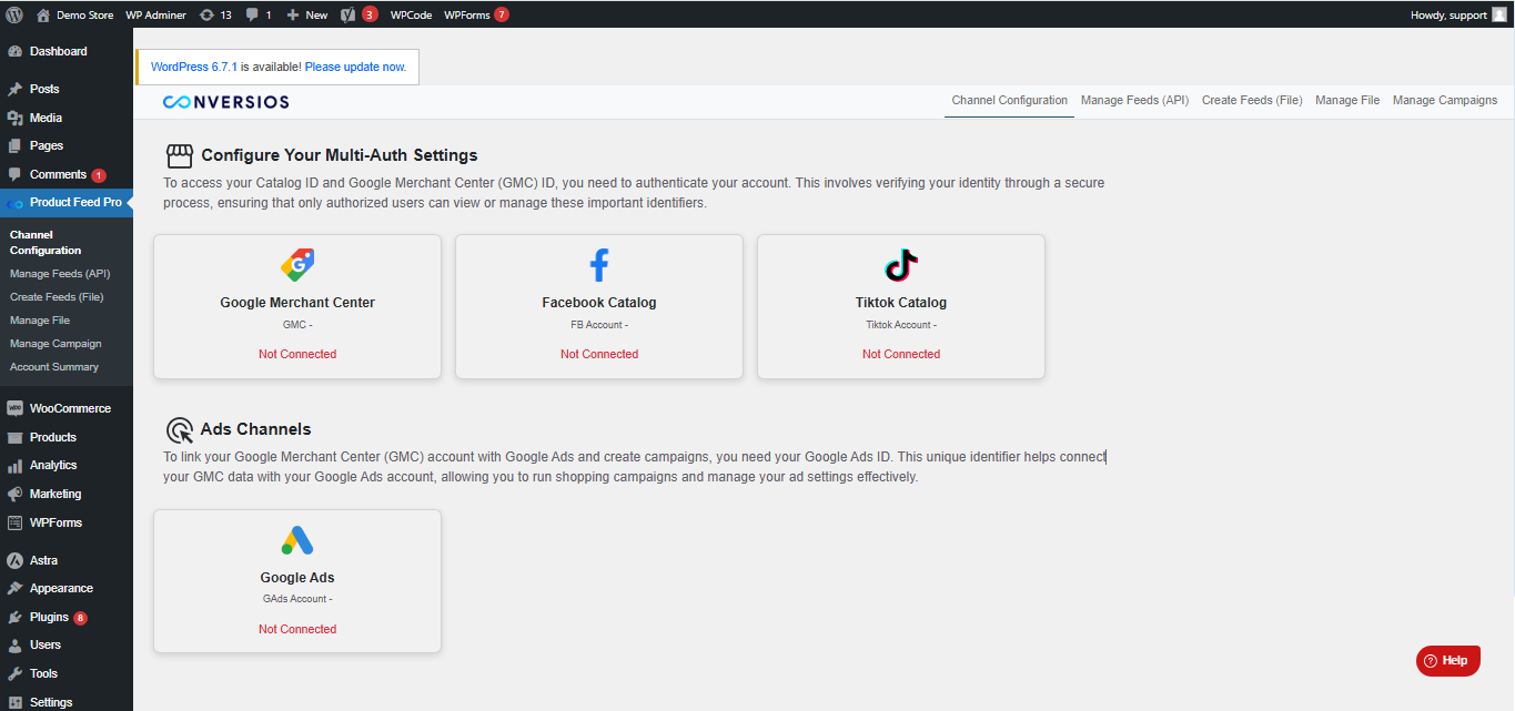 Integrate Shopping Channels with Conversios