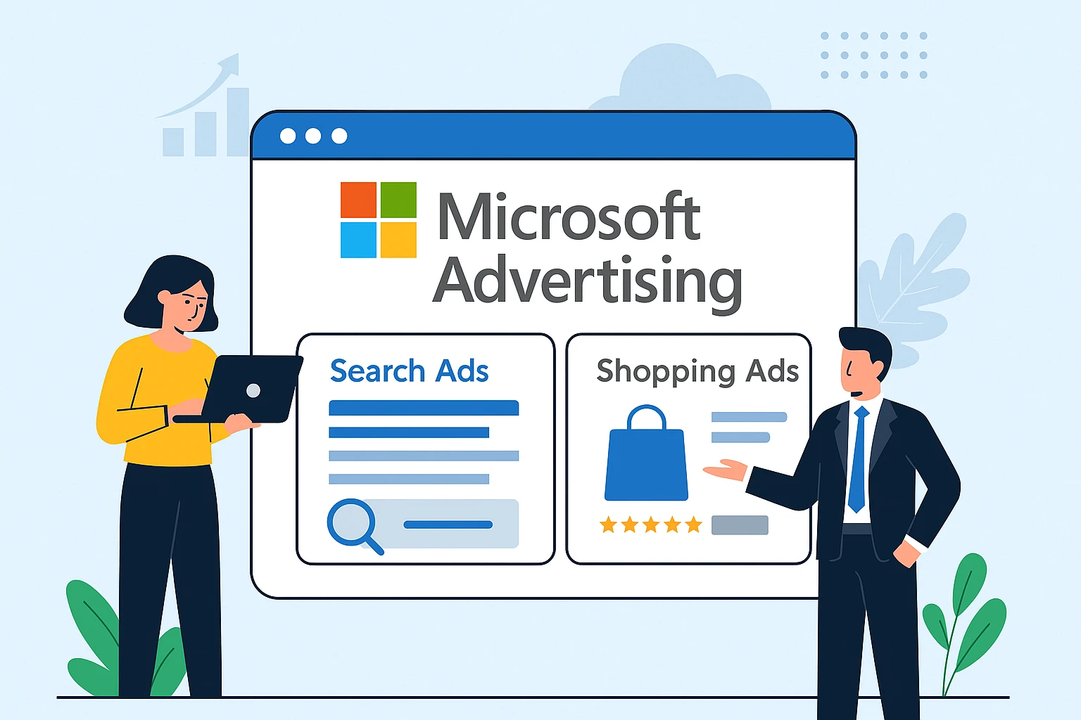 Illustration showing Microsoft Ads placements across MSN, Outlook, Edge, and Windows ecosystem 