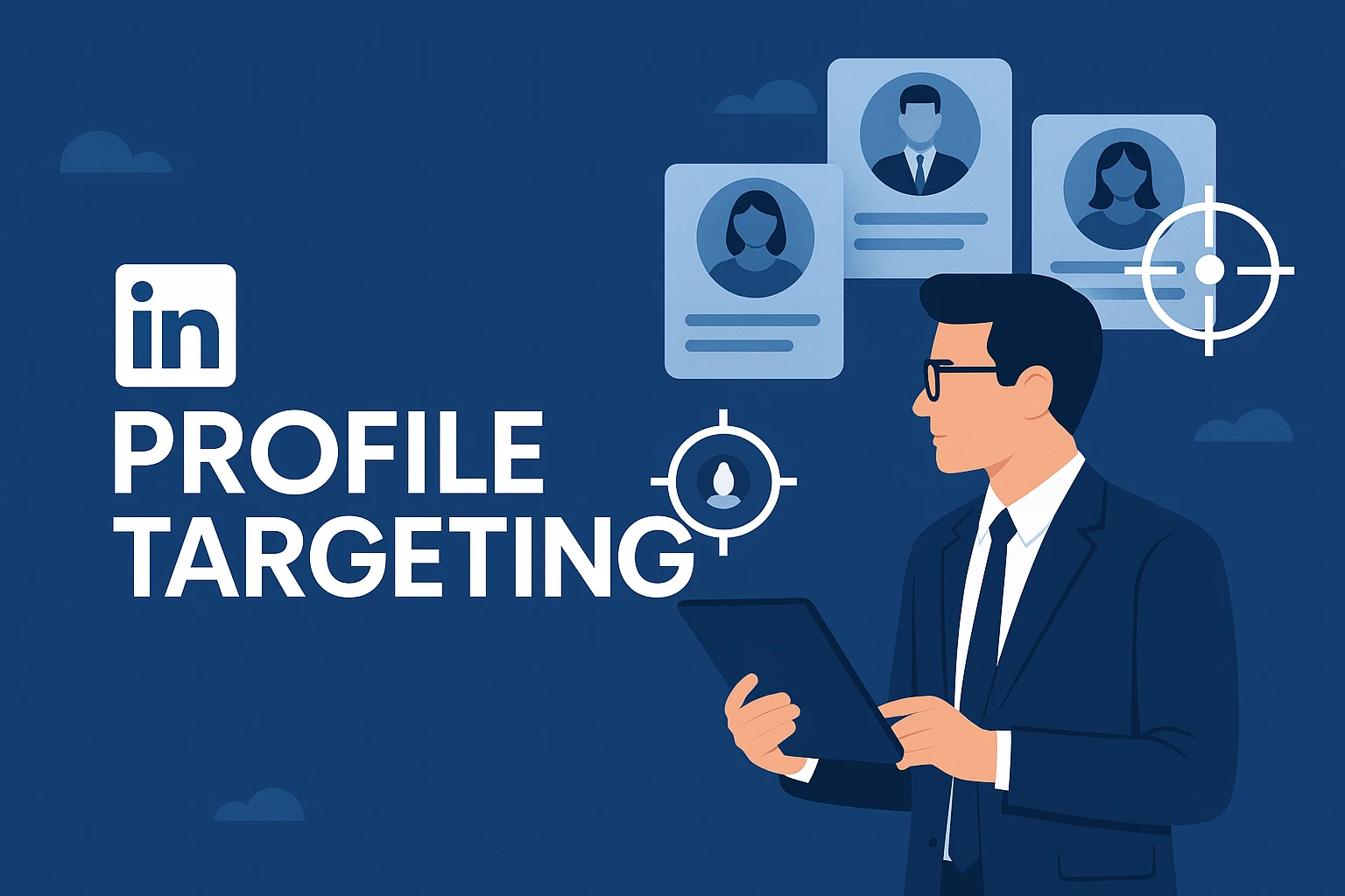 Ilustración que muestra la segmentación de perfiles de LinkedIn en Microsoft Ads para llegar a los tomadores de decisiones y aumentar el ROI