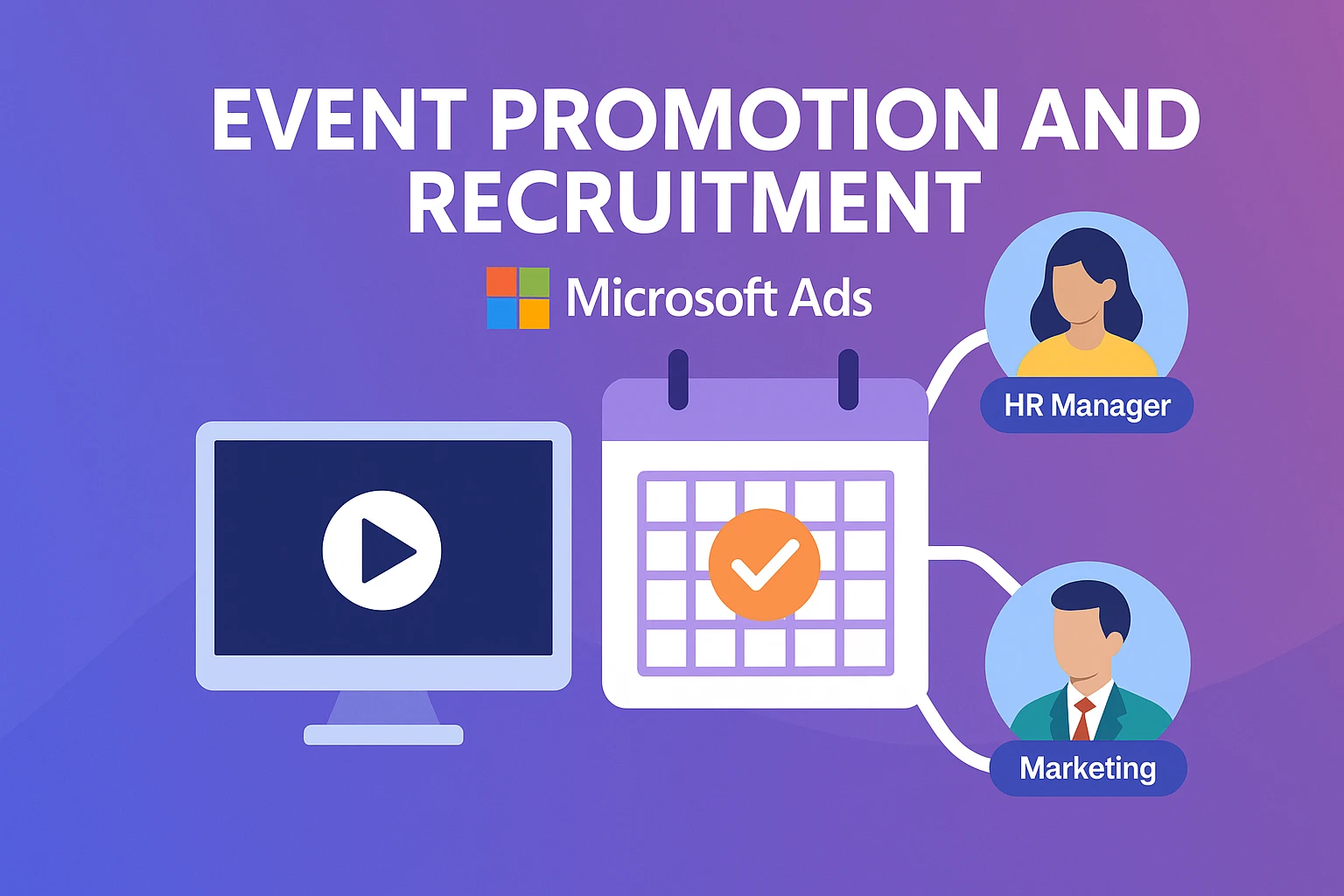 Imagen que muestra anuncios de promoción de eventos y reclutamiento mediante la segmentación de LinkedIn en Microsoft Ads
