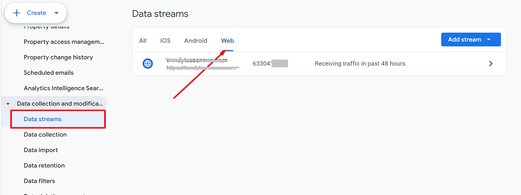 Go to Data Streams Settings in GA4