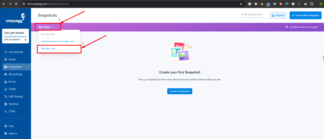 Create Crazyegg Account & Manage Site