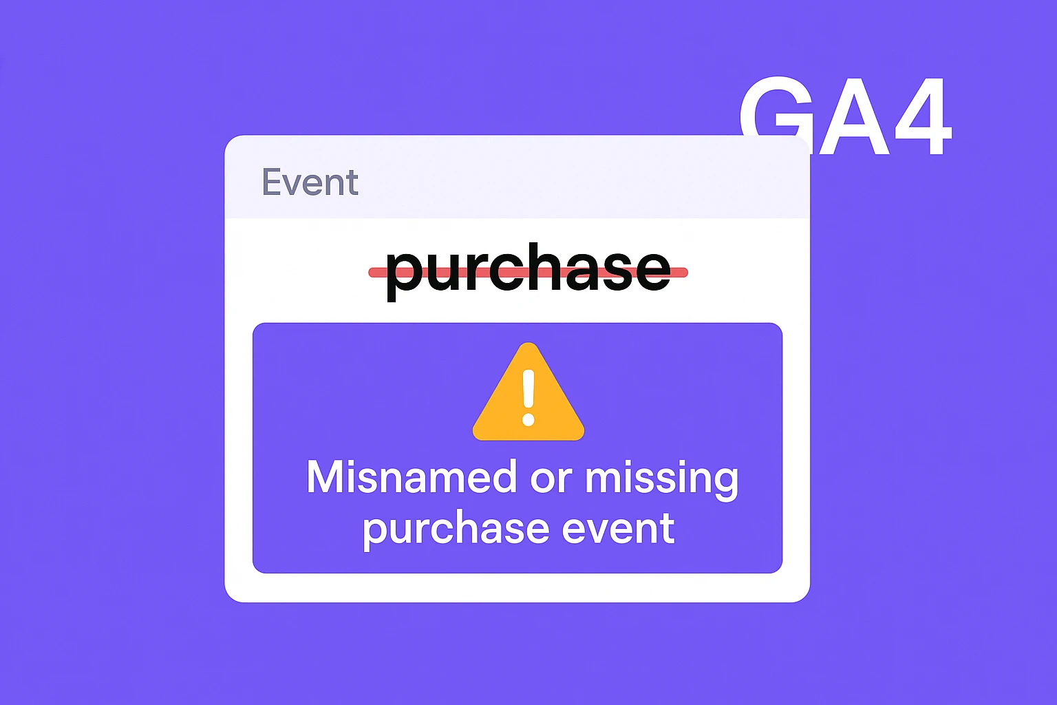 ga4 misnamed missing purchase event warning