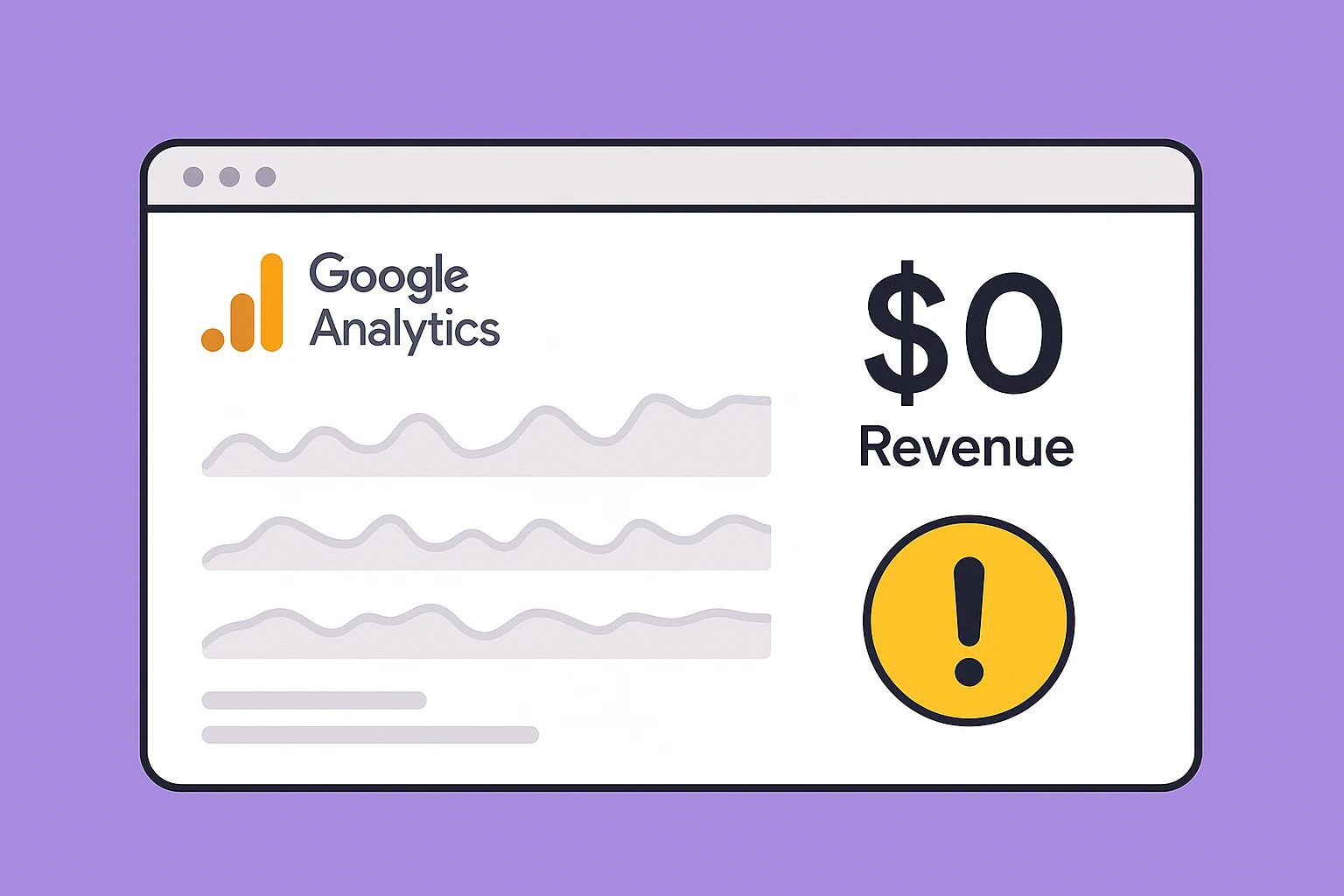 Google Analytics 4 dashboard showing $0 revenue warning in 2025 for Shopify and WooCommerce stores