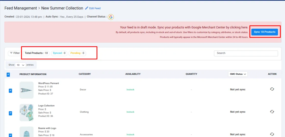 Synced Products